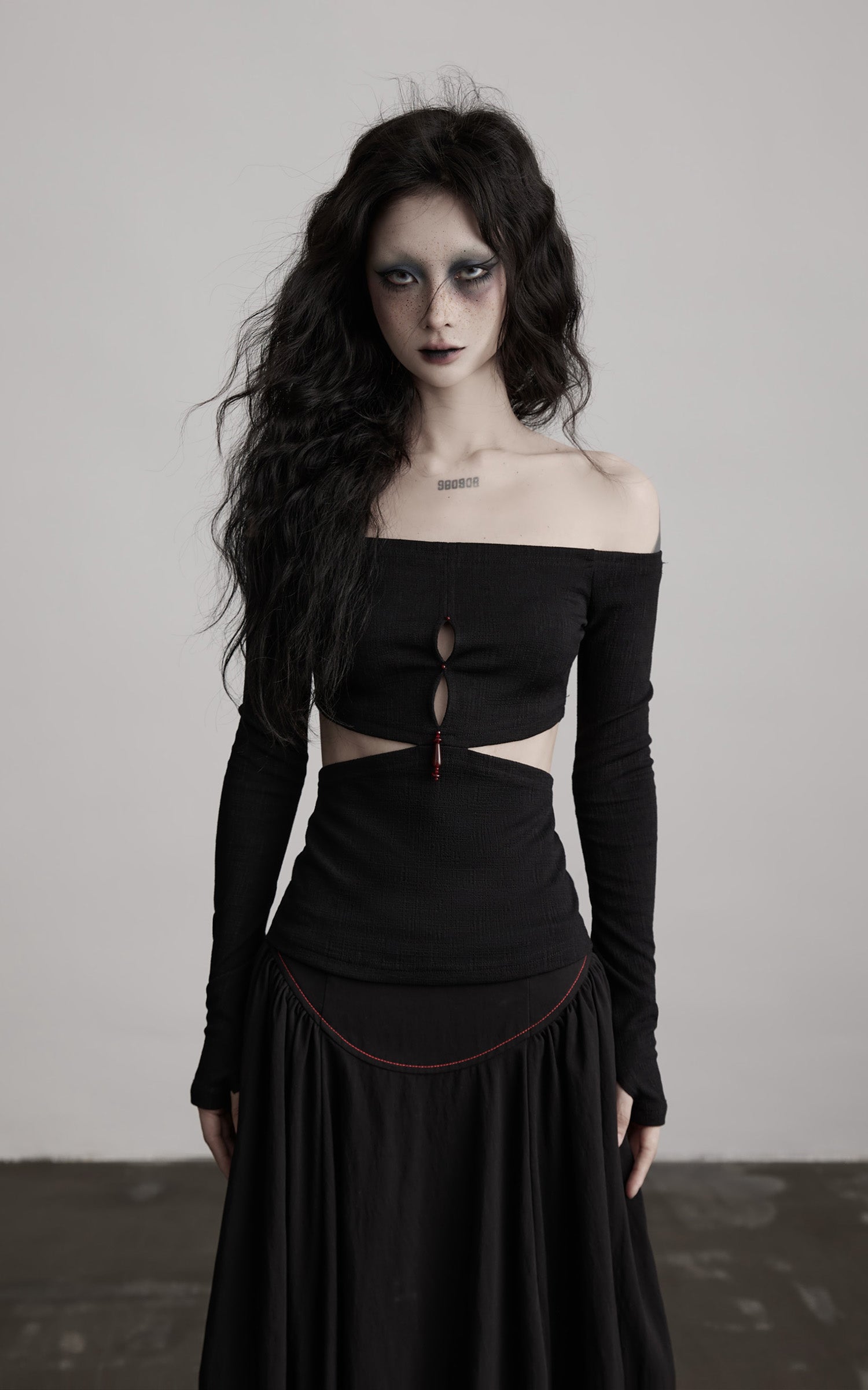 DOINDULGE Off-Shoulder Cutout Top with Bead Details