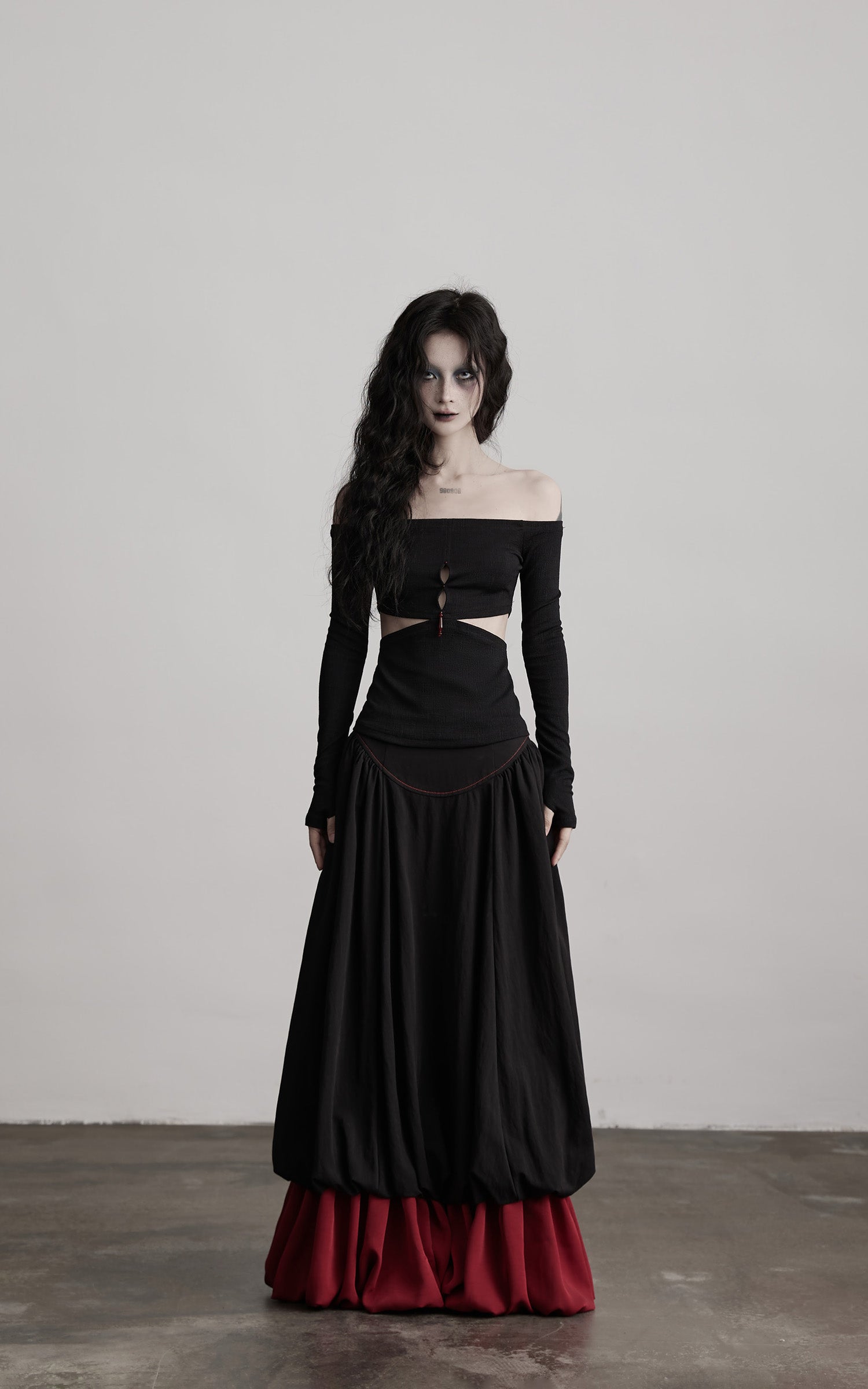 DOINDULGE Off-Shoulder Cutout Top with Bead Details