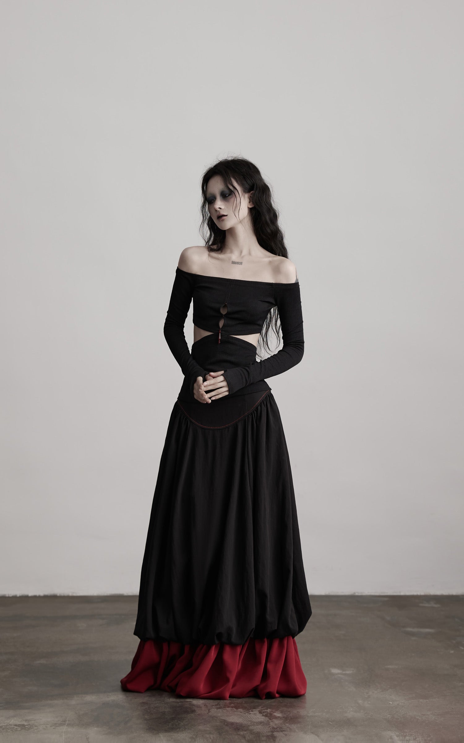 DOINDULGE Off-Shoulder Cutout Top with Bead Details