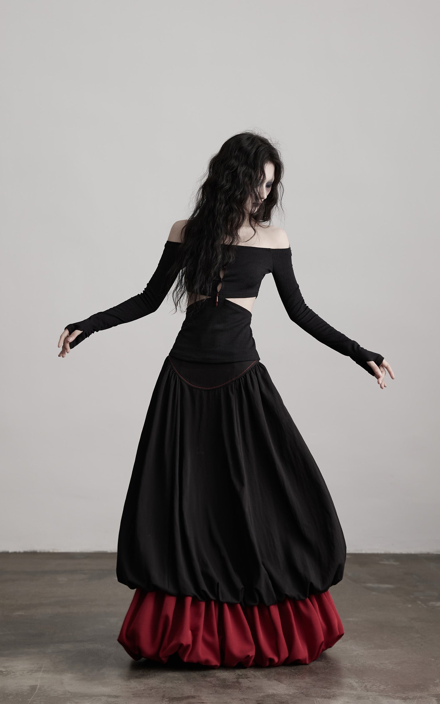 DOINDULGE Off-Shoulder Cutout Top with Bead Details