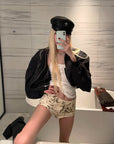 Rase le sol Leopard Print Denim Micro Shorts