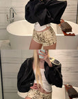 Rase le sol Leopard Print Denim Micro Shorts