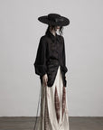 DOINDULGE Textured Jacquard Shirt with High Collar and Ruched Hem