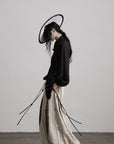 DOINDULGE Textured Jacquard Shirt with High Collar and Ruched Hem