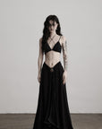 DOINDULGE Strappy Lace Bralette – Gothic Crochet Texture with Minimal Silhouette