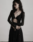 DOINDULGE Distressed Knit Long Sleeve Cardigan