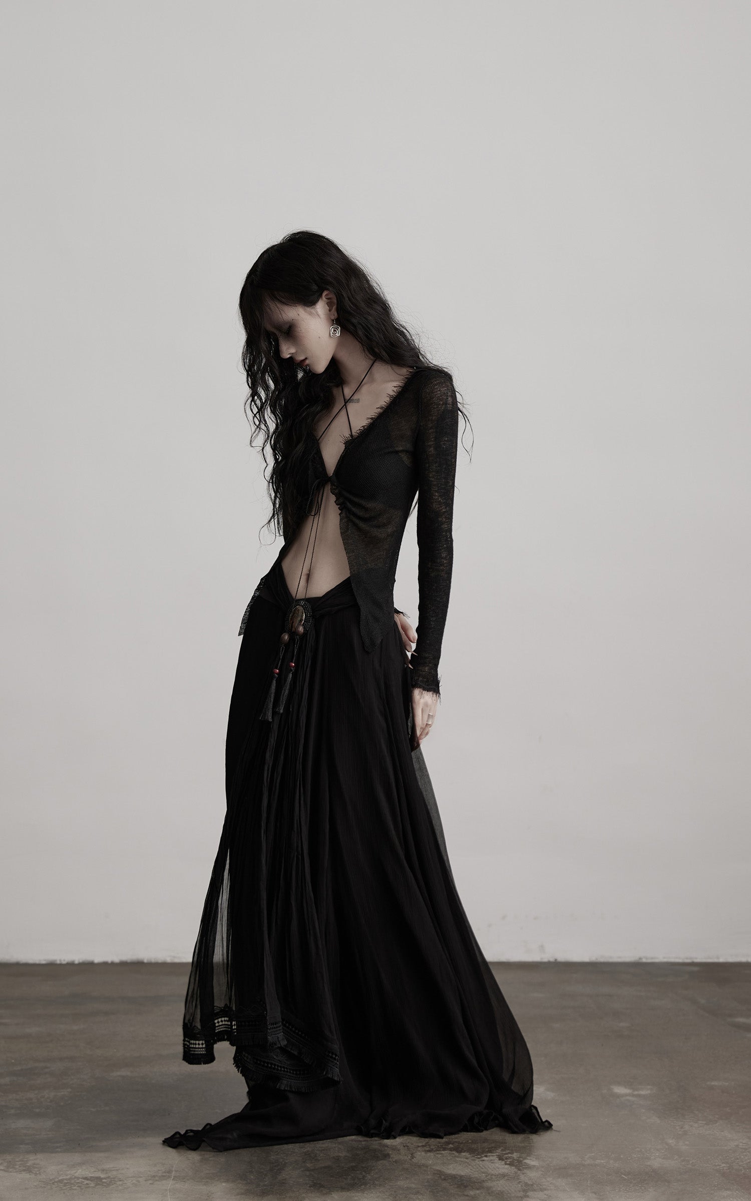 DOINDULGE Distressed Knit Long Sleeve Cardigan