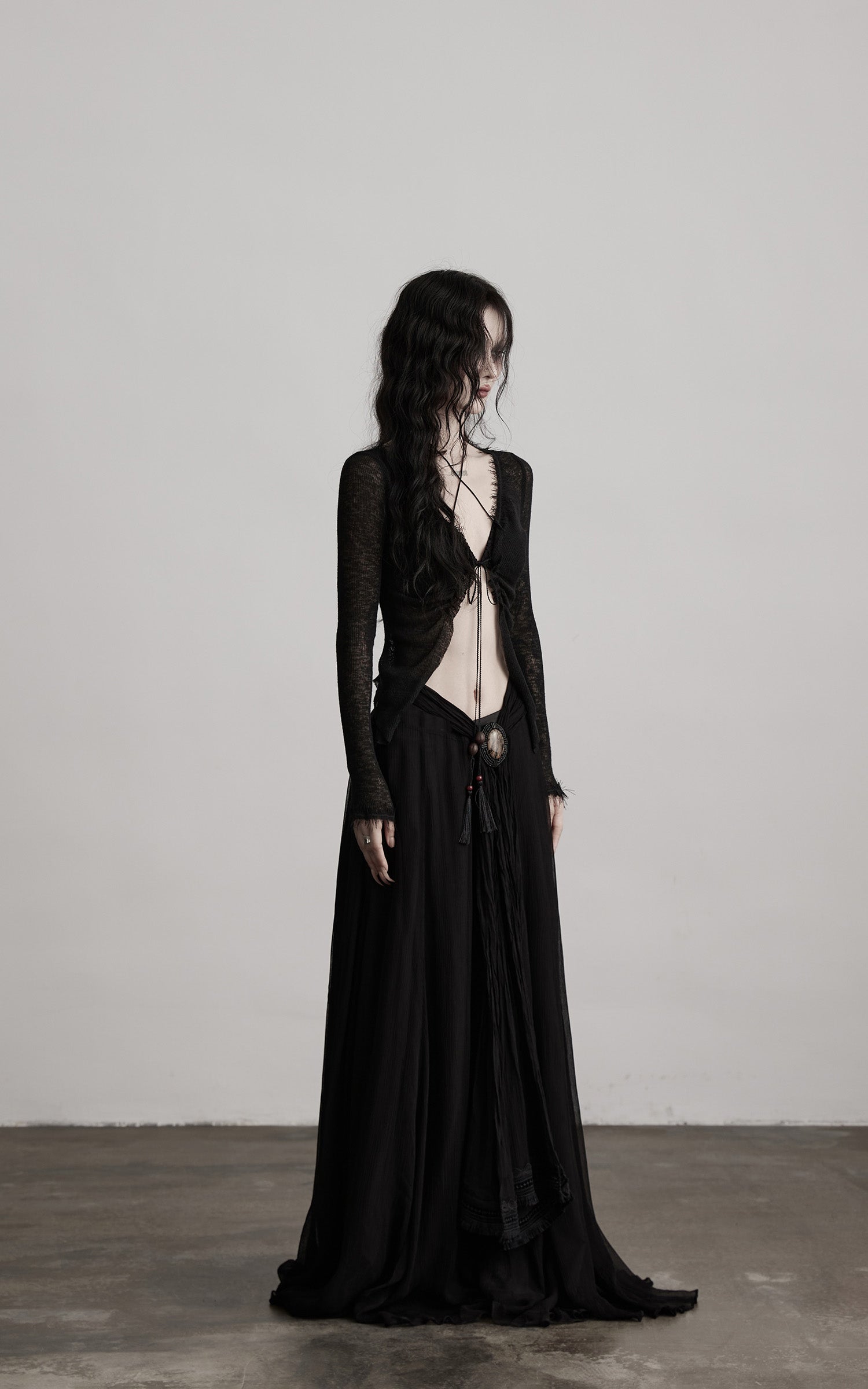DOINDULGE Distressed Knit Long Sleeve Cardigan