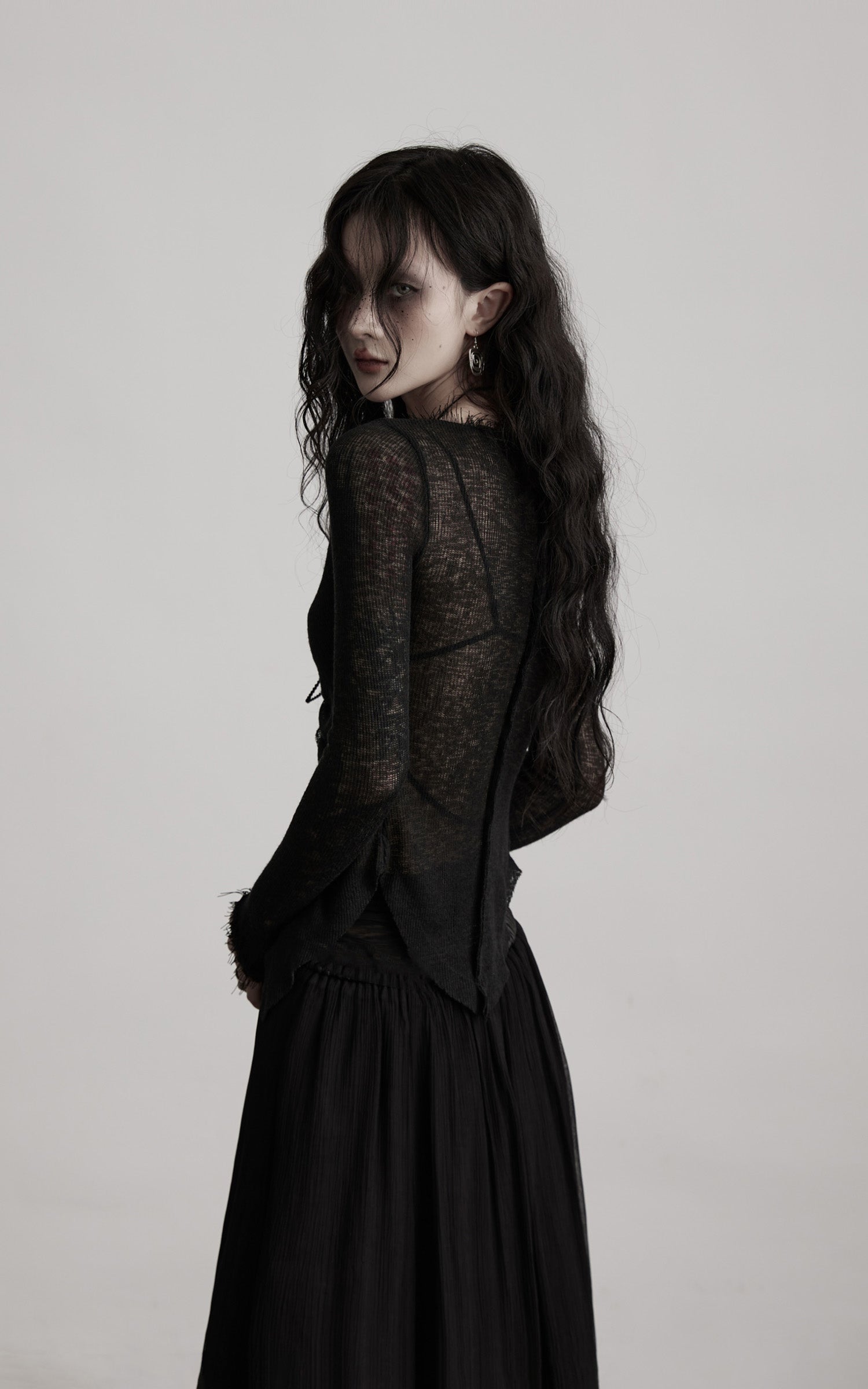 DOINDULGE Distressed Knit Long Sleeve Cardigan