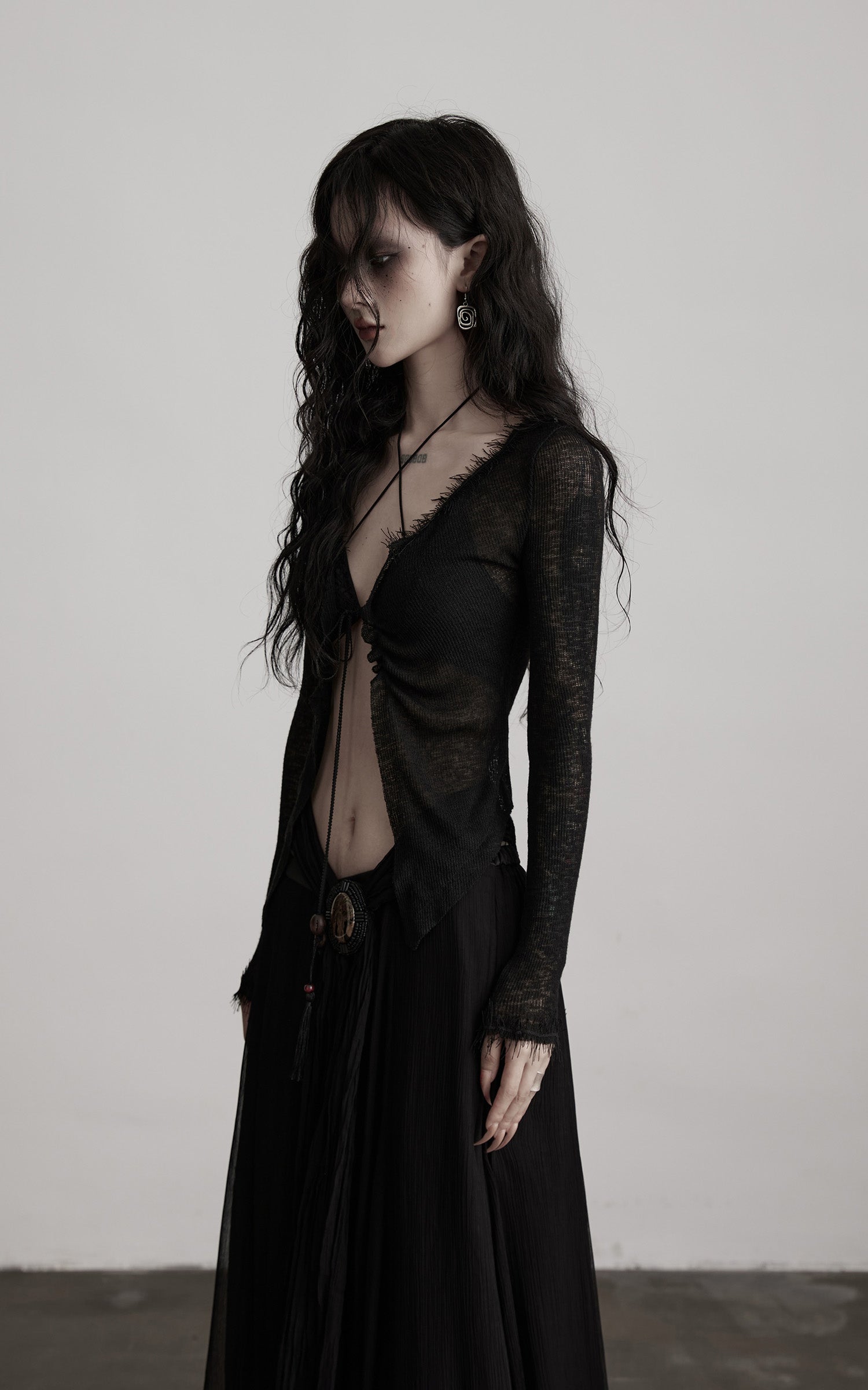DOINDULGE Distressed Knit Long Sleeve Cardigan