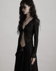 DOINDULGE Distressed Knit Long Sleeve Cardigan