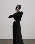DOINDULGE Sheer Pleated Layered Top with Strapless Inner Bustier
