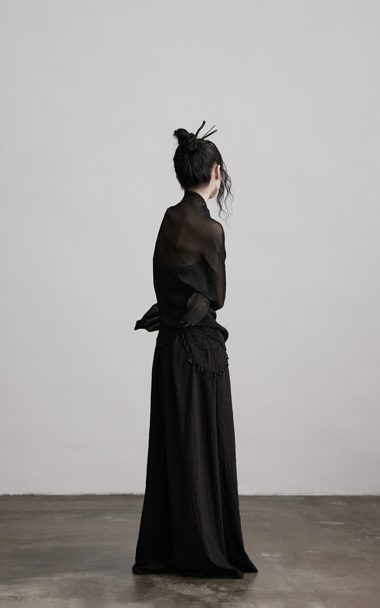 DOINDULGE Sheer Pleated Layered Top with Strapless Inner Bustier