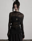 DOINDULGE Sheer Pleated Layered Top with Strapless Inner Bustier