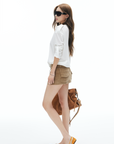 IAMXIAA V Neck Long Sleeve Tee Casual Loose Fit Top