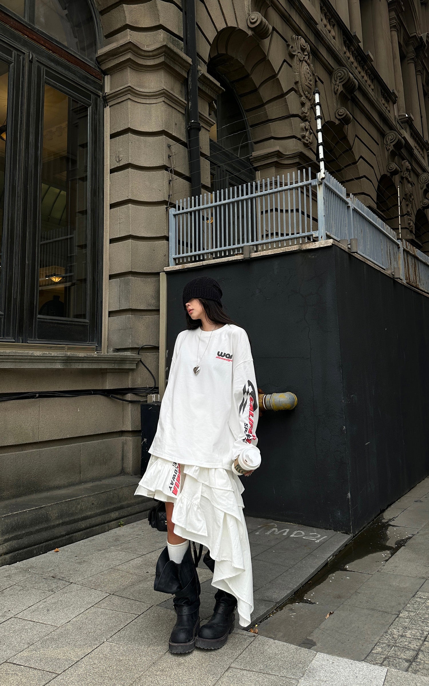 WARDEN EDGE Asymmetric Layered Skirt with Ruffle Detail