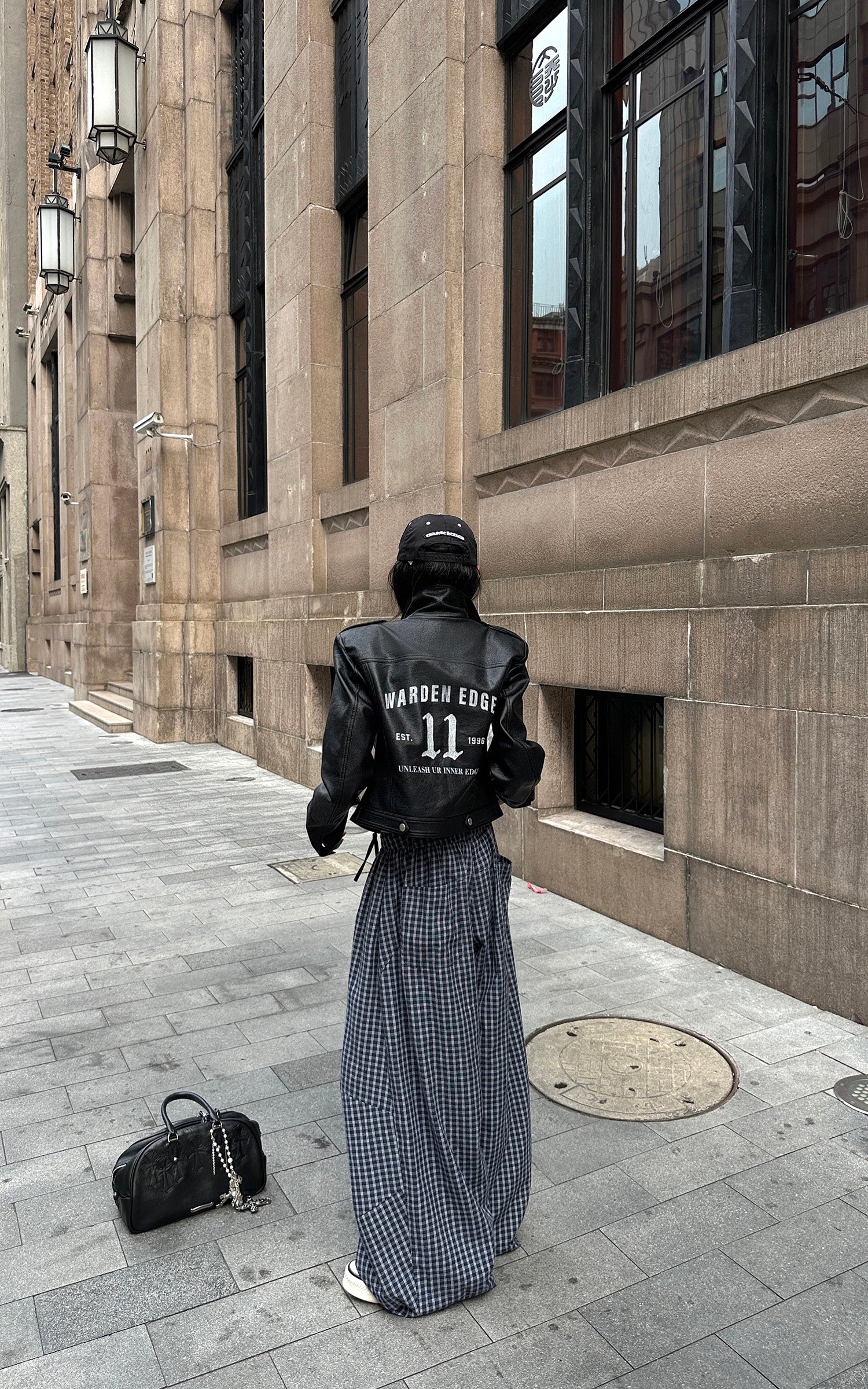 WARDEN EDGE Wide-Leg Check Pants Relaxed Fit Streetwear Trousers
