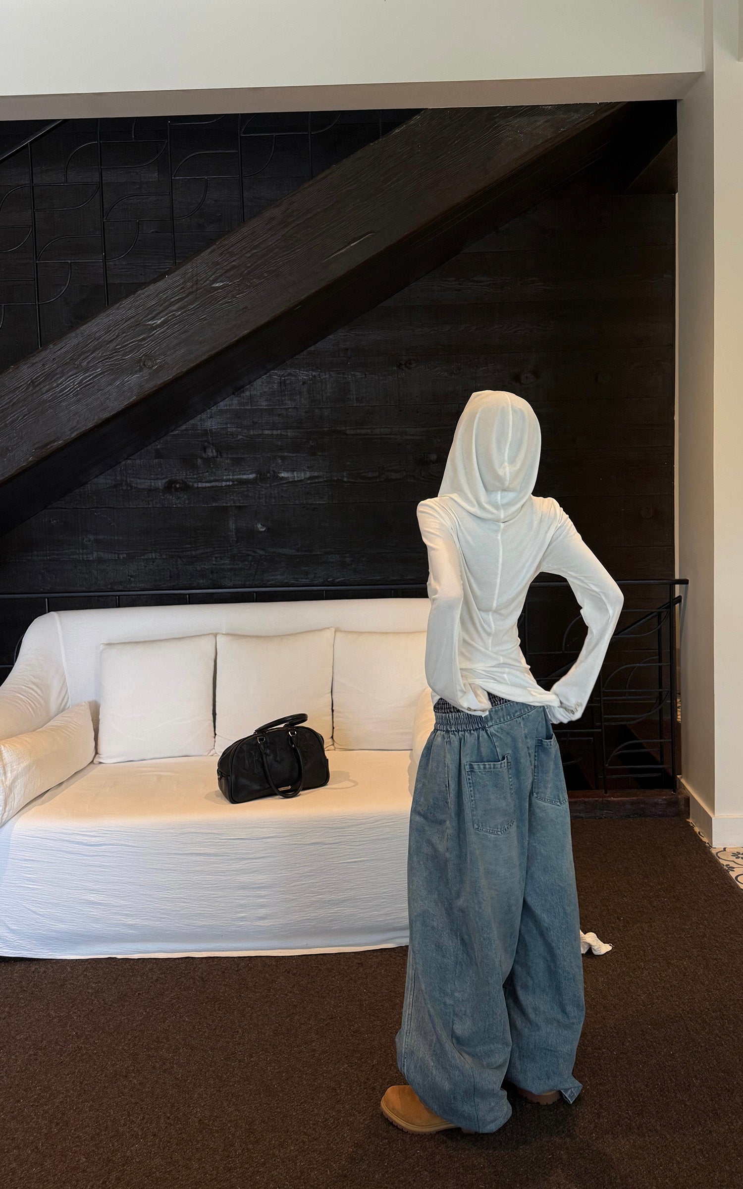 WARDEN EDGE Elastic Waist Wide Leg Denim Pants