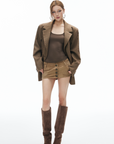 IAMXIAA Knit Long Sleeve Top with Square Neckline