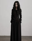 DOINDULGE Textured Long Sleeve Shirt with Draped Details
