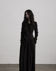 DOINDULGE Textured Long Sleeve Shirt with Draped Details