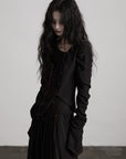 DOINDULGE Textured Long Sleeve Shirt with Draped Details