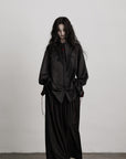 DOINDULGE Wide-Leg Trousers with Red Stitch Detailing