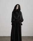 DOINDULGE Wide-Leg Trousers with Red Stitch Detailing
