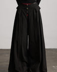 DOINDULGE Wide-Leg Trousers with Multi-Button Detail