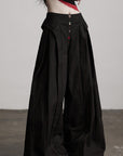DOINDULGE Wide-Leg Trousers with Multi-Button Detail