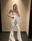 Rase le sol Knotted Detail Flared Casual Pants
