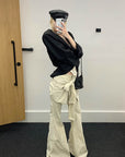 Rase le sol Knotted Detail Flared Casual Pants
