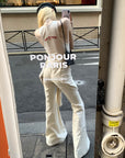 Rase le sol Knotted Detail Flared Casual Pants