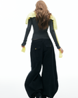 IAMXIAA Wide Balloon Pants with Button Detail High Waist Streetwear Style