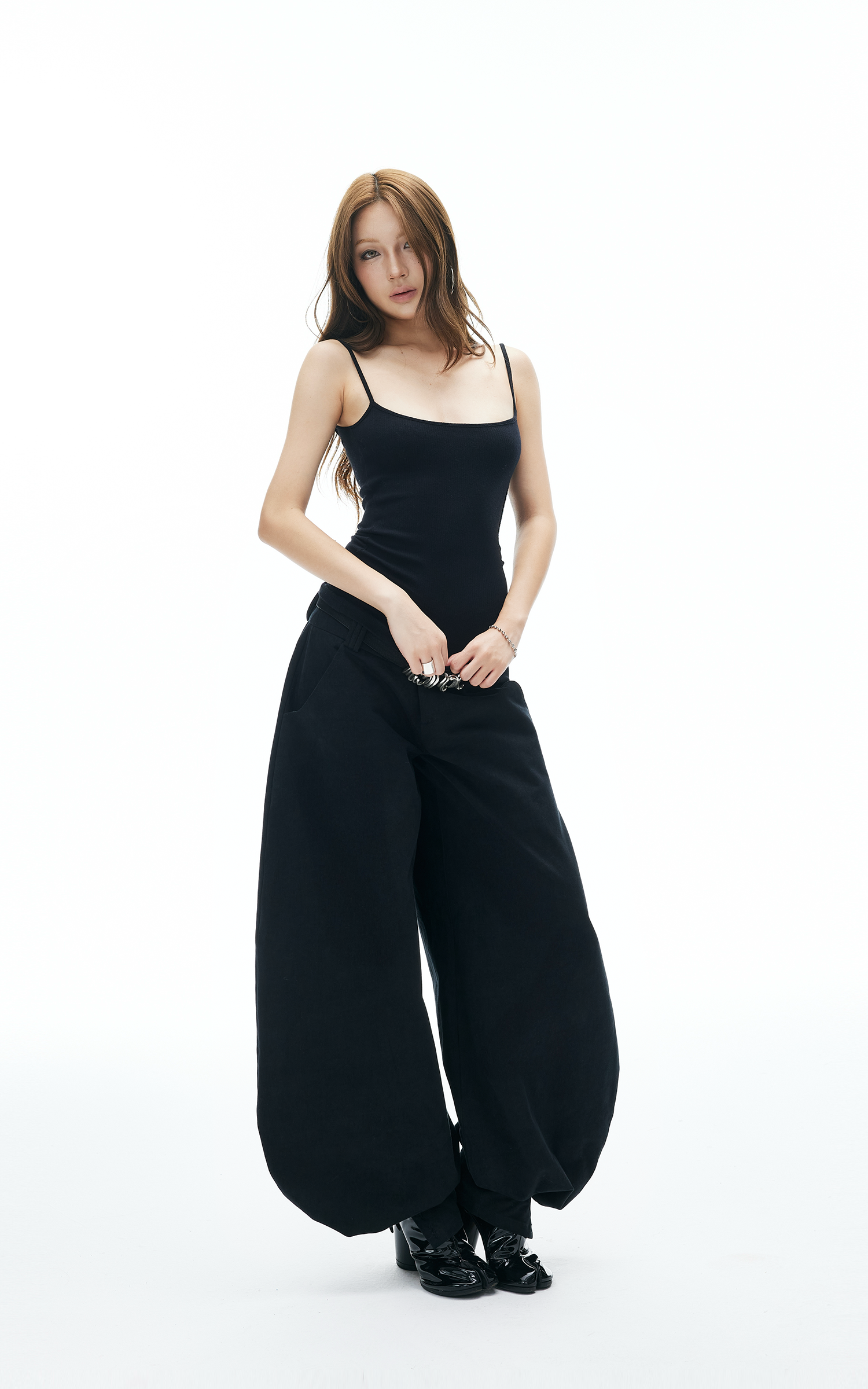 IAMXIAA Wide Balloon Pants with Button Detail High Waist Streetwear Style