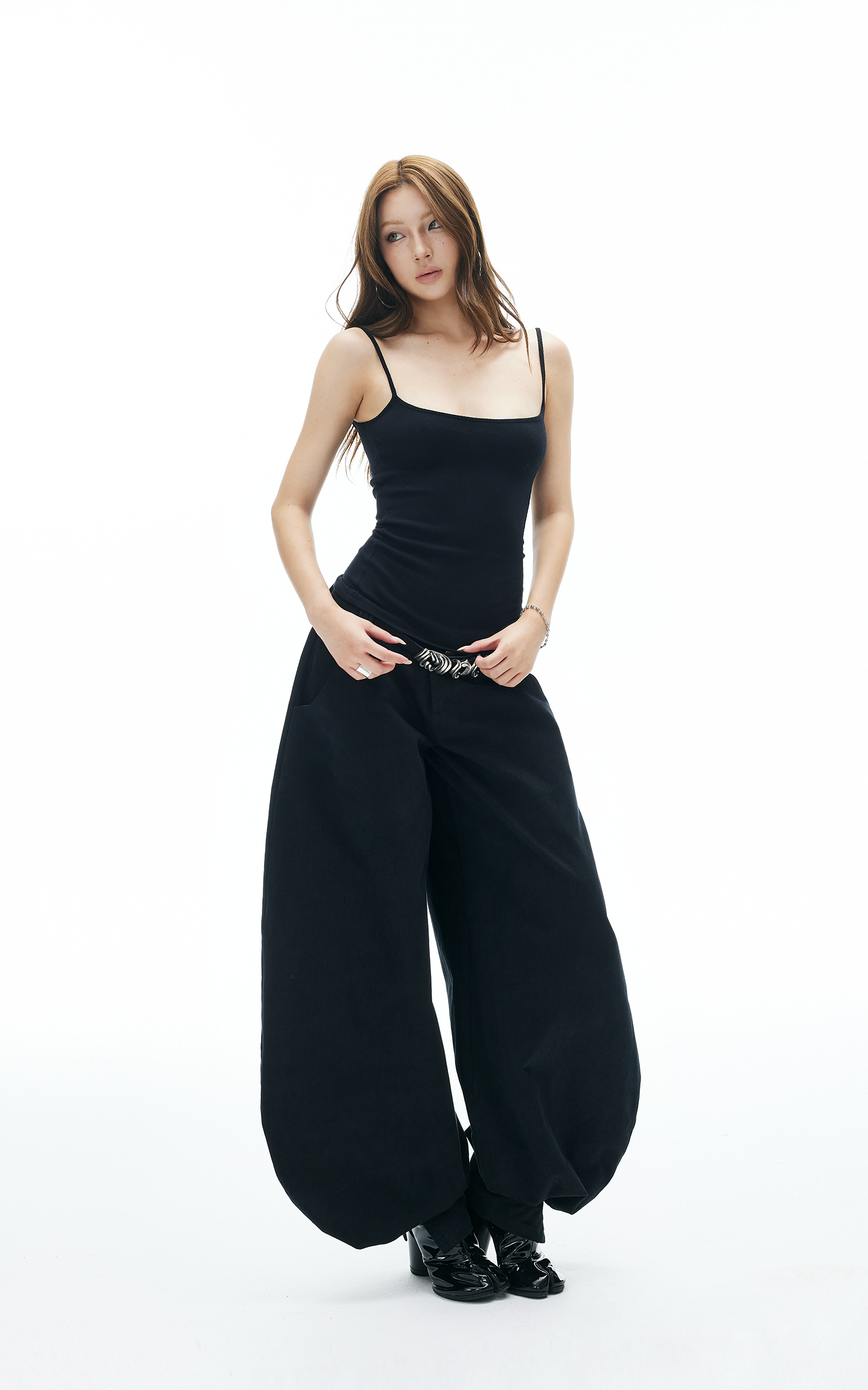 IAMXIAA Wide Balloon Pants with Button Detail High Waist Streetwear Style