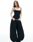 IAMXIAA Wide Balloon Pants with Button Detail High Waist Streetwear Style