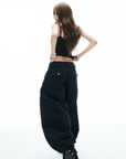 IAMXIAA Wide Balloon Pants with Button Detail High Waist Streetwear Style