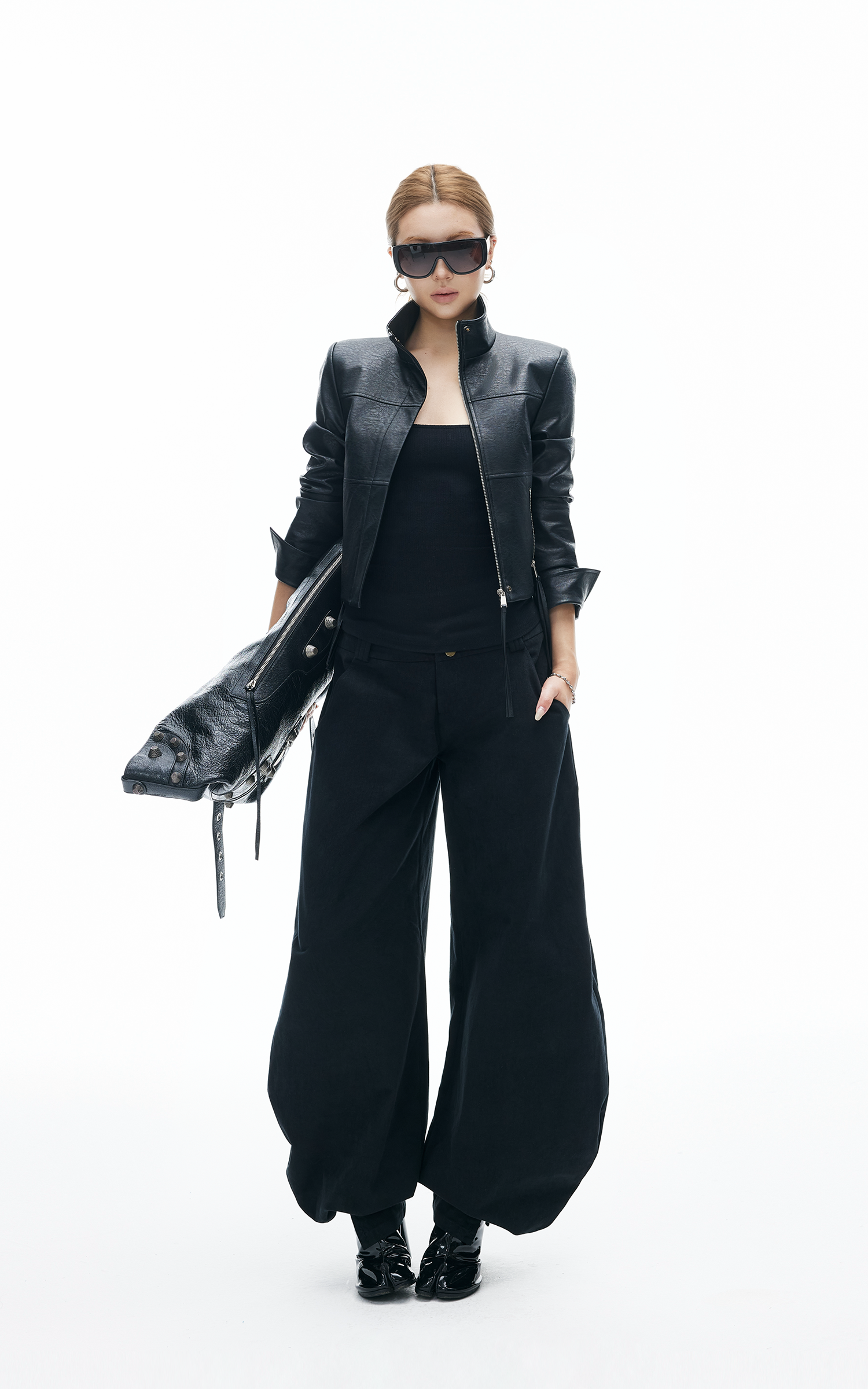 IAMXIAA Wide Balloon Pants with Button Detail High Waist Streetwear Style