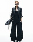 IAMXIAA Wide Balloon Pants with Button Detail High Waist Streetwear Style