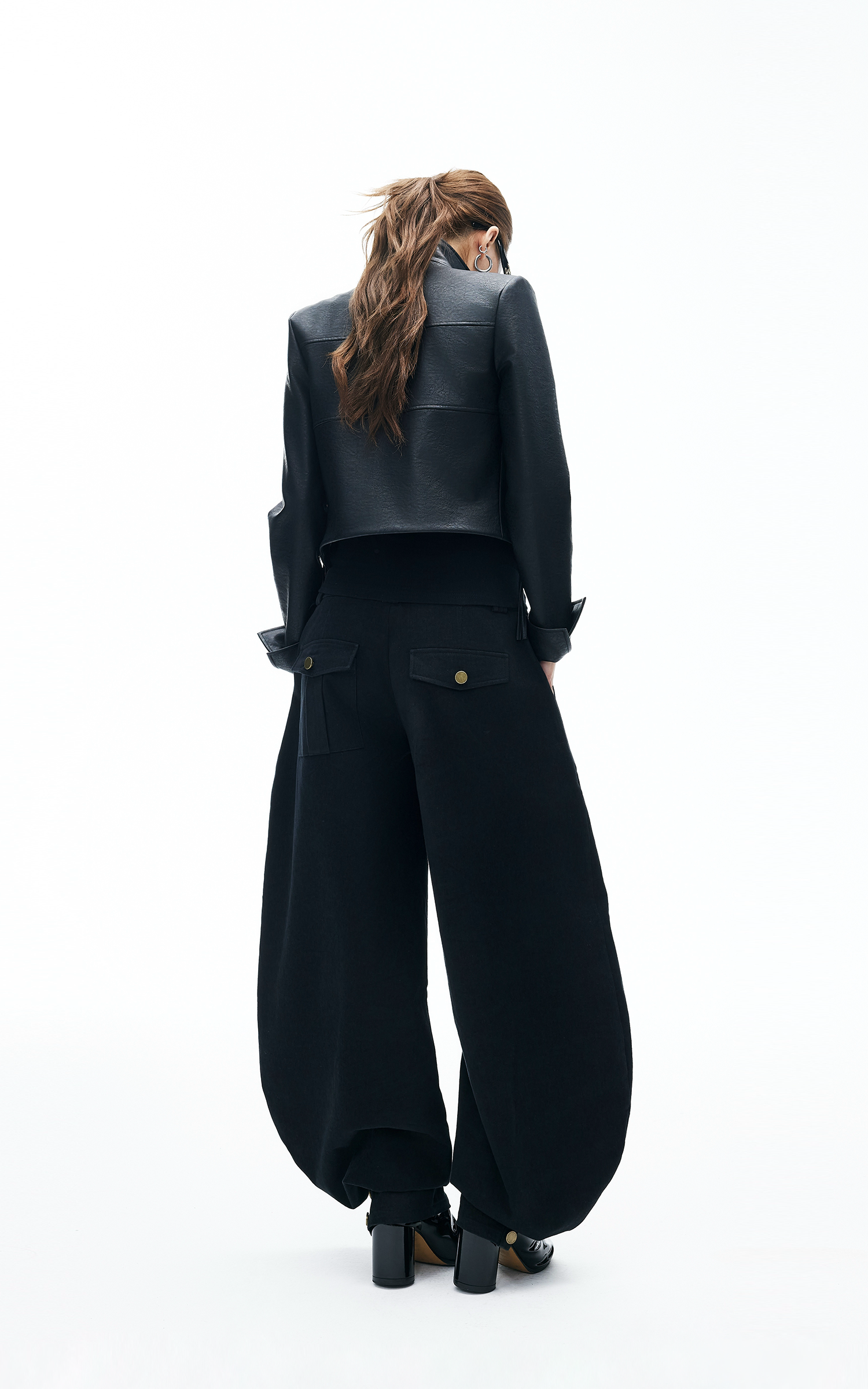 IAMXIAA Wide Balloon Pants with Button Detail High Waist Streetwear Style