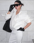ROVENTE Cropped Double-Breasted Trench Jacket with Structured Lapels and Buckled Cuffs