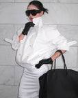 ROVENTE Cropped Double-Breasted Trench Jacket with Structured Lapels and Buckled Cuffs