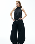 IAMXIAA Wide Balloon Pants with Button Detail High Waist Streetwear Style