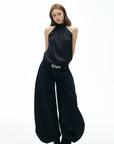 シフォンホルタートップ・リボン＆バックレスデザイン
