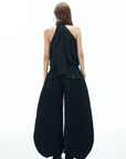 シフォンホルタートップ・リボン＆バックレスデザイン