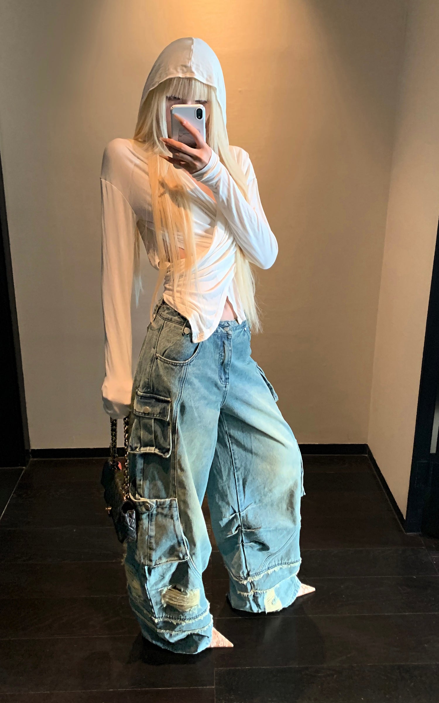 Rase le sol Deconstructed Distressed Wide-Leg Denim Pants – PINKPARKS