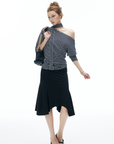 IAMXIAA Striped One Shoulder T-Shirt with Scarf Detail