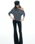 IAMXIAA Striped One Shoulder T-Shirt with Scarf Detail