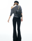 IAMXIAA Striped One Shoulder T-Shirt with Scarf Detail